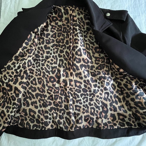 BLACK ZIPPERED LONG SLEEVE LINED CROP JACKET CASUAL WORK WOMEN BIKER JACKET - Picture 9 of 10